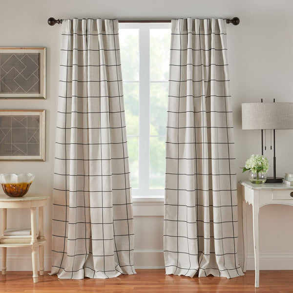 Brighton Windowpane Plaid Blackout Window Curtain Panel 52"x95"/Black