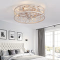 QHTX 18 Inch White Vintage Caged Ceiling Fan with Remote Control