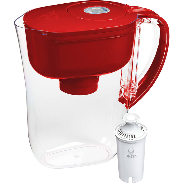 Brita Water Filter Pitcher for Tap and Drinking Water with 1 Standard Filter, Lasts 2 Months, 6 Cup Capacity, BPA Free, Red